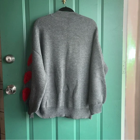 2x gray Sweater with Red Heart Accents - Picture 6 of 6